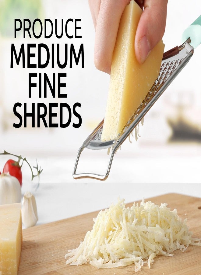 Zulay Kitchen Professional Cheese Grater Stainless Steel - Durable Rust-Proof Metal Lemon Zester Grater With Handle - Flat Handheld Grater For Cheese, Chocolate, Spices, And More - Mint - Image 5