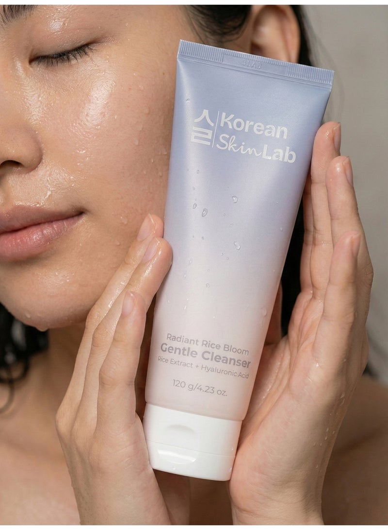 Korean Skin Lab Radiant Rice Bloom Gentle Cleanser (120ml). Daily Korean Face Wash with Brightening Rice Water & Hyaluronic Acid. Hydrating Cream to Foam Formula for Glass Skin. - Image 2