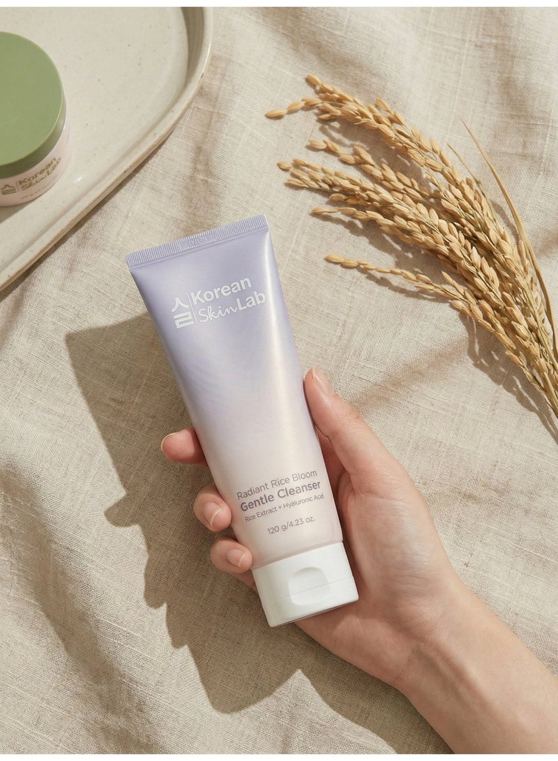 Korean Skin Lab Radiant Rice Bloom Gentle Cleanser (120ml). Daily Korean Face Wash with Brightening Rice Water & Hyaluronic Acid. Hydrating Cream to Foam Formula for Glass Skin. - Image 3
