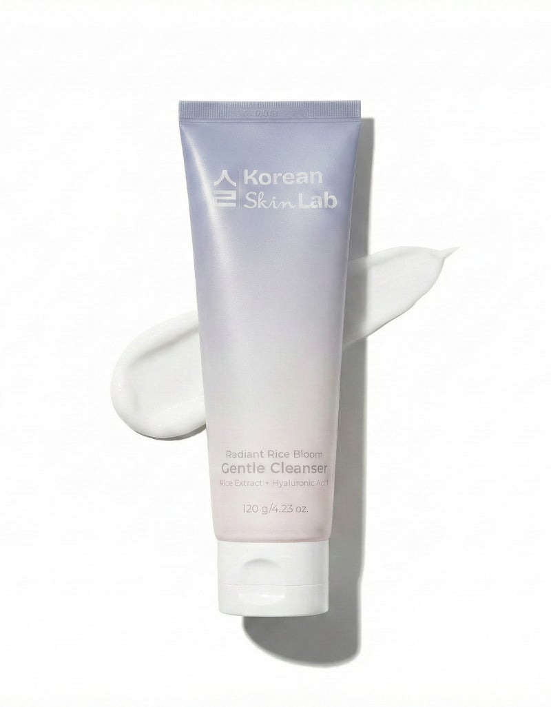 Korean Skin Lab Radiant Rice Bloom Gentle Cleanser (120ml). Daily Korean Face Wash with Brightening Rice Water & Hyaluronic Acid. Hydrating Cream to Foam Formula for Glass Skin. - Image 1