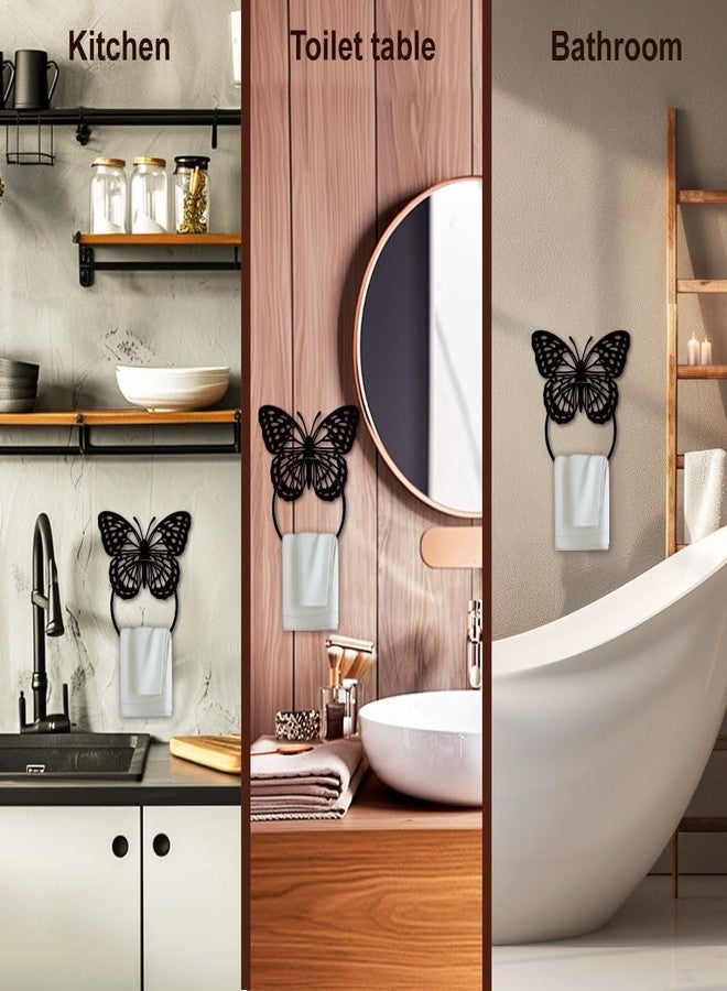 MAYJOYDIY Butterfly Metal Towel Ring Insects Hand Round Towel Holder Wall Decor Animal Towel Rack Wall Mounted for Kitchen Home Hanging Gifts Decoration - Image 3
