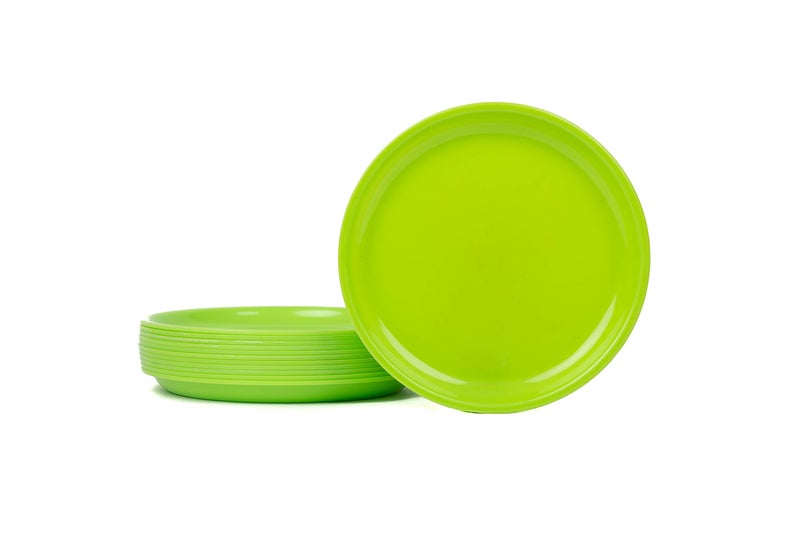 URMILA PLASTIC® Microwave Safe & Unbreakable Round Full Dinner Plates (Set of 4, Green) 11 inch - Image 5