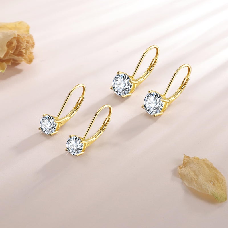 Lancharmed Moissanite Earrings, 14K Goldplated Dangle Earrings for Women, 1.0ct/2.0ct D Color Cut Lab Created French Leverback Hoop Moissanite Drop Earring for Women - Image 5