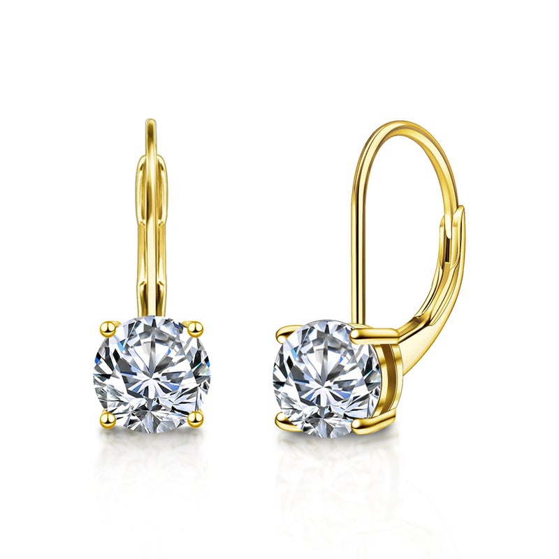 Lancharmed Moissanite Earrings, 14K Goldplated Dangle Earrings for Women, 1.0ct/2.0ct D Color Cut Lab Created French Leverback Hoop Moissanite Drop Earring for Women - Image 1