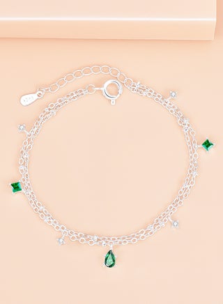 Emerald Water Drop Bracelet (Silver)