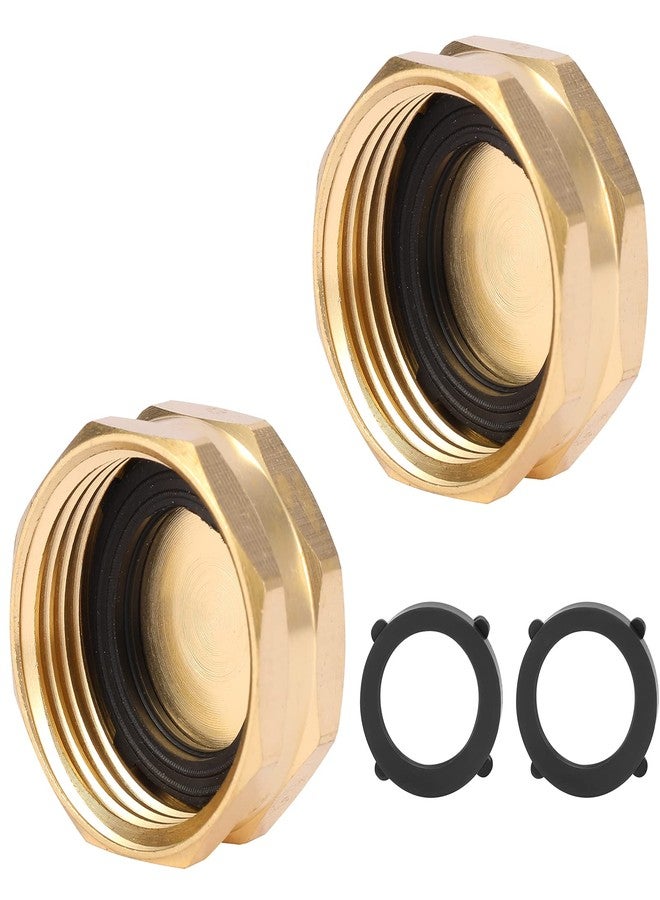 Sanpaint 2 Pack Garden Hose End Caps with Washers, Brass Spigot Cap, 3/4" Female End Cap - Image 1