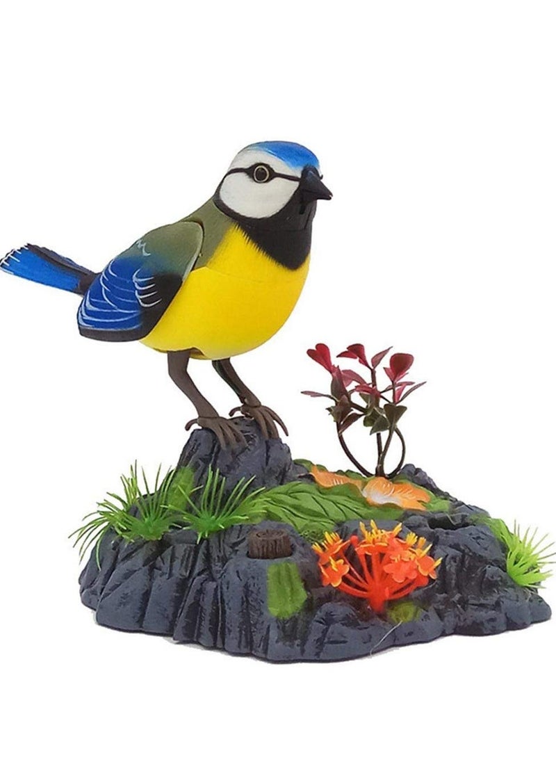 SYOSI Electric Singing and Chirping Toy Birds - Battery Operated Electric Blue Jays with Realistic Movement, Sound Activated Office and Home Decor Accessories Novelty Gift - Image 1