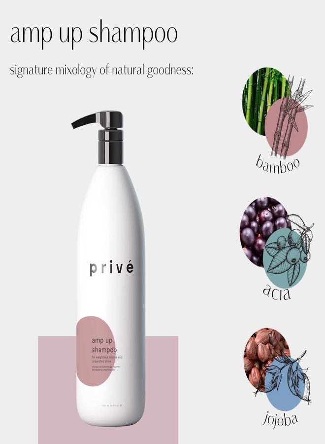 PRIVE Privé Amp Up Volumizing Shampoo for Fine, Thin Hair - Lightweight, Sulfate-Free Hair Shampoo for Women & Men - Adds Body, Lift & Shine and Refreshes Scalp - Formulated with Bamboo & Acai (33.8 oz) - Image 3