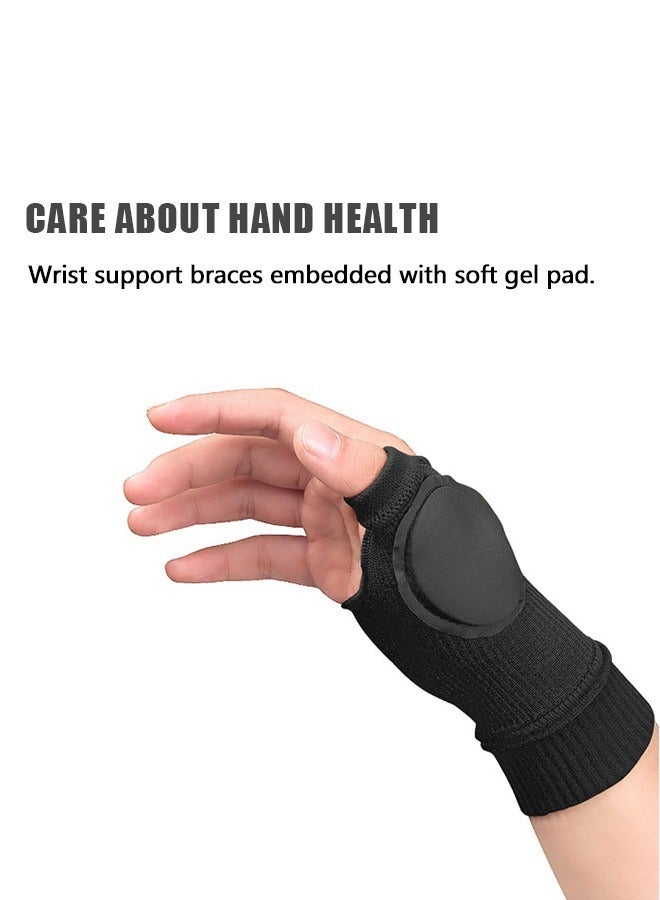 1 Pair Gel Thumb Wrist Support Brace, Nylon Breathable Compression Arthritis Gloves, Wrist Brace Compression Sleeves for Thumb Arthritis Carpal Tunnel Tenosynovitis (Black) - Image 4