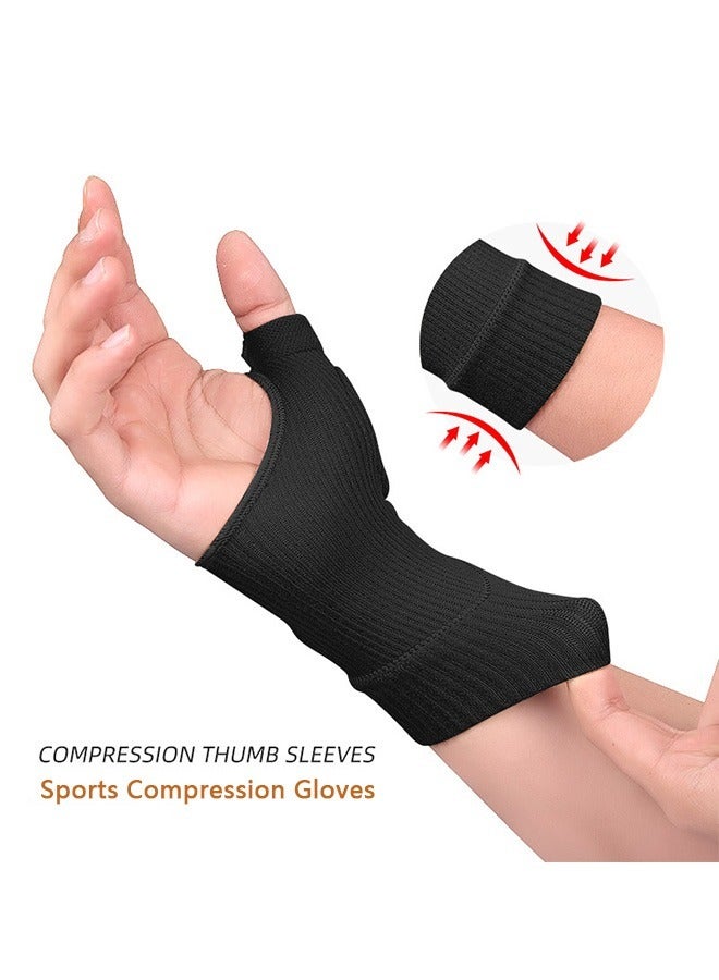 1 Pair Gel Thumb Wrist Support Brace, Nylon Breathable Compression Arthritis Gloves, Wrist Brace Compression Sleeves for Thumb Arthritis Carpal Tunnel Tenosynovitis (Black) - Image 3