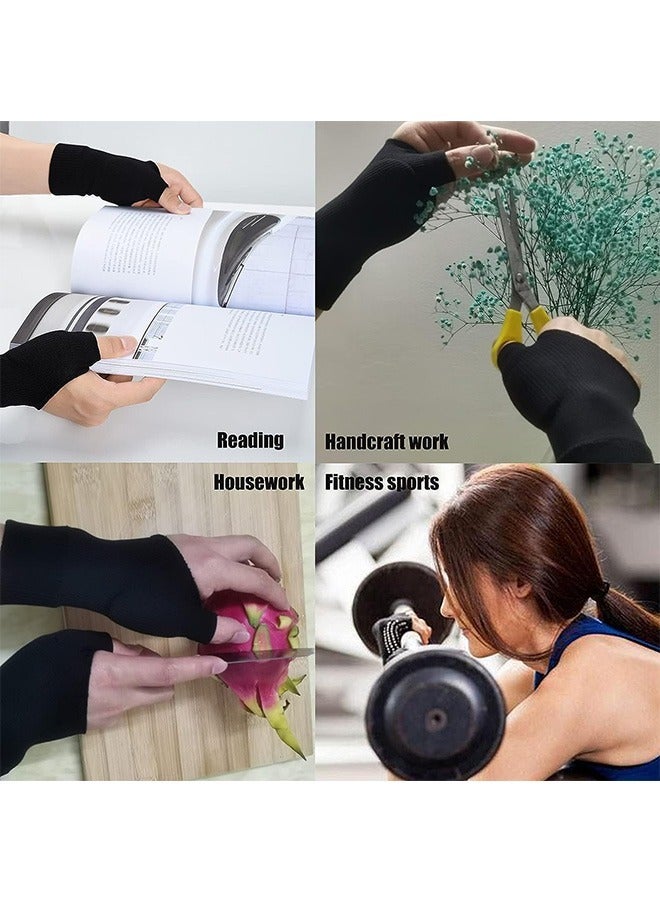 1 Pair Gel Thumb Wrist Support Brace, Nylon Breathable Compression Arthritis Gloves, Wrist Brace Compression Sleeves for Thumb Arthritis Carpal Tunnel Tenosynovitis (Black) - Image 5