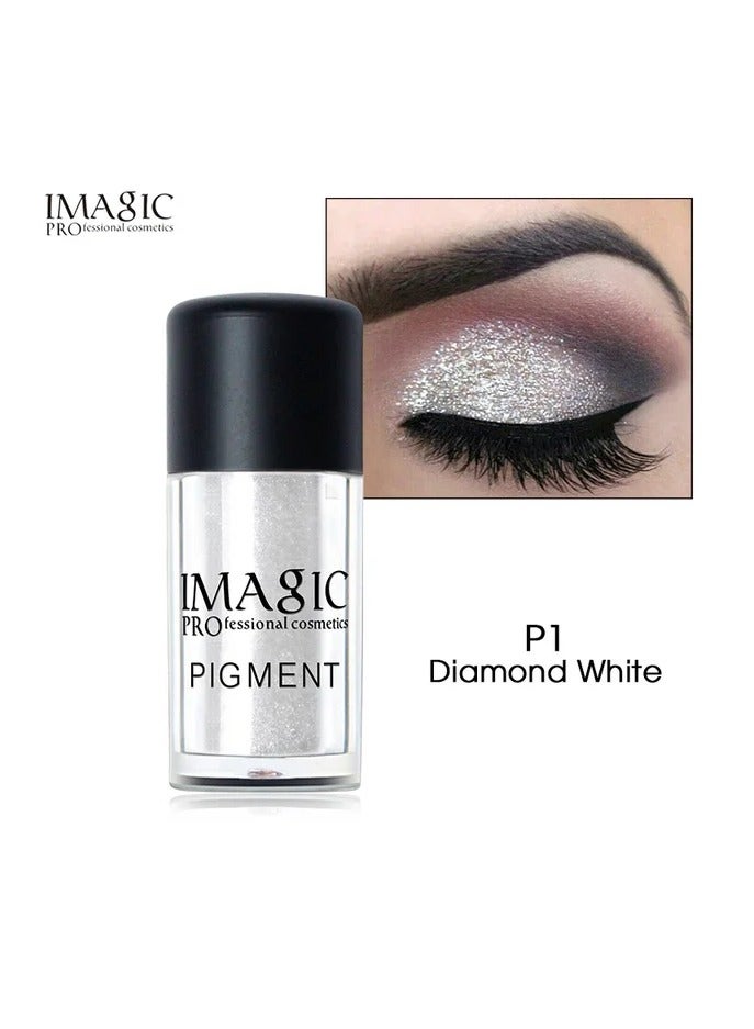 IMAGIC Metallic Pigment Glitter Eyeshadow Palette | 9 Vibrant Colors | High-Shine, Long-Lasting Sparkle for Bold Eye Makeup (P1 Diamond White) - Image 1