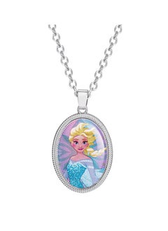 Disney Frozen II Queen Elsa Oval Pendant in Brass Plated Necklace
