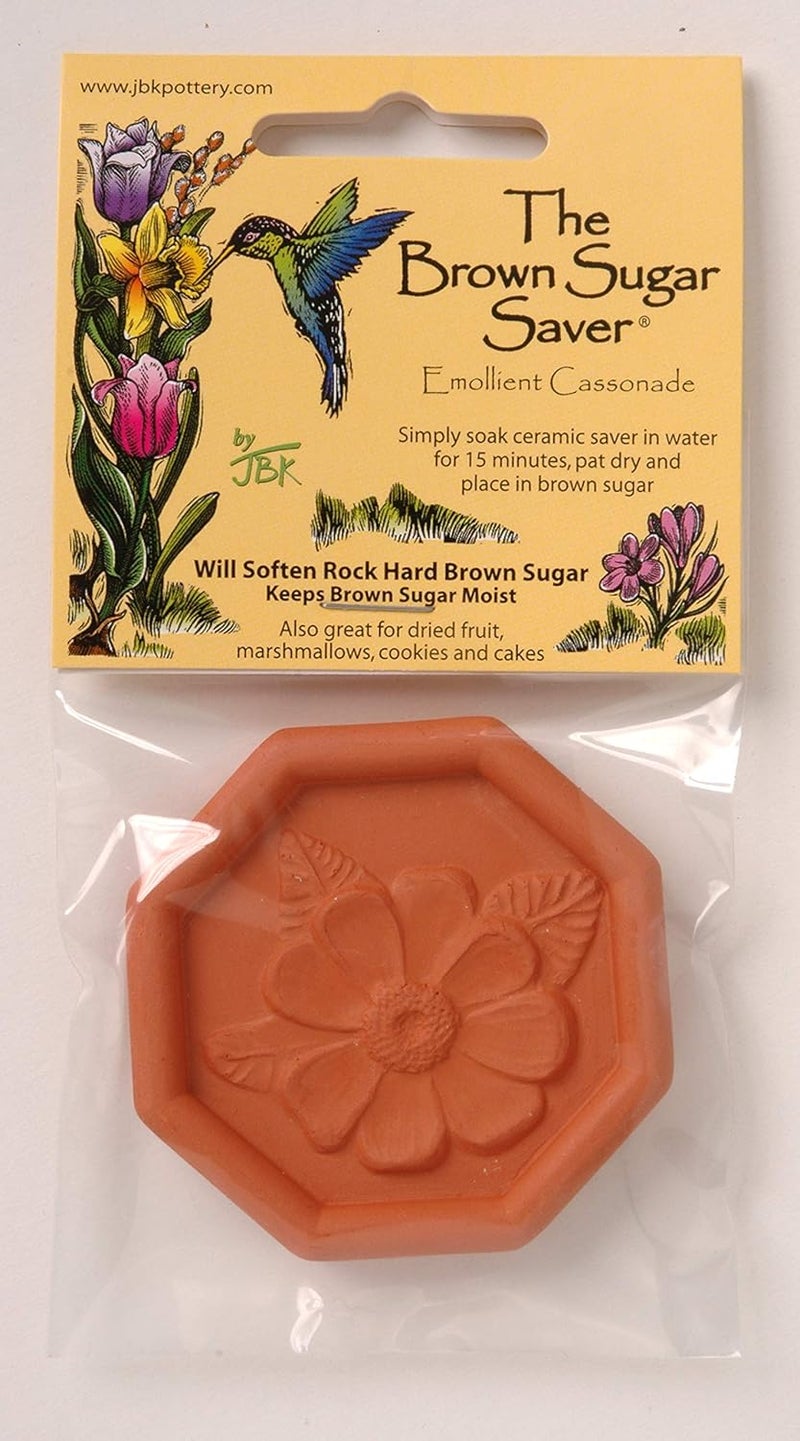 JBK Pottery Terracotta Brown Sugar Saver – Handmade Terra Cotta Sugar Keeper with Decorative Discs – Food-Safe Brown Sugar Keeper, Made in the USA - Daisy - Image 2