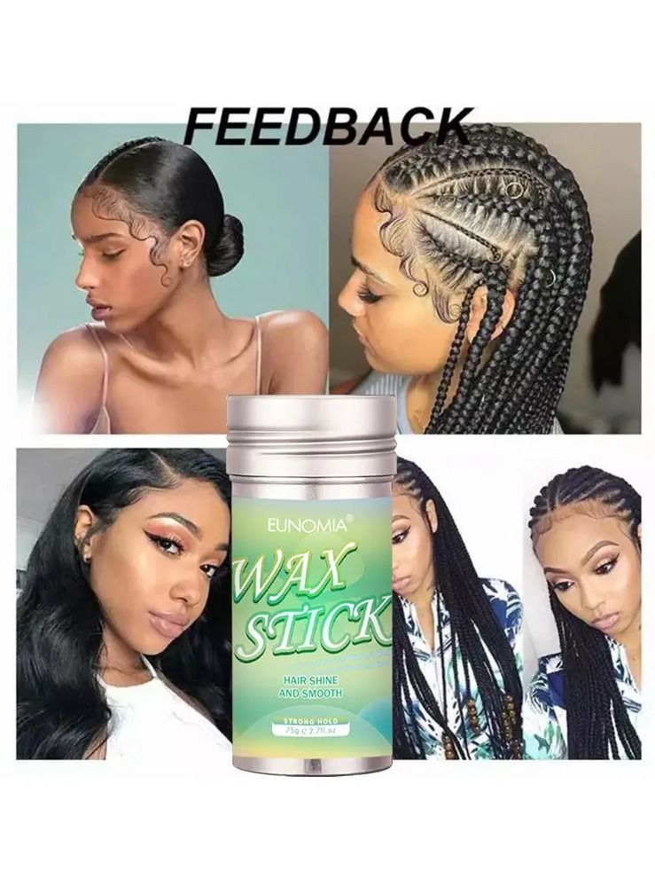 EUNOMIA Hair Wax Stick 75g Hair Pomade Slick Stick Tame Flyaway & Non-Frizz Moisturize & Add Shine Non-Greasy Wax Stick for Wigs and all Hair Types - Image 4