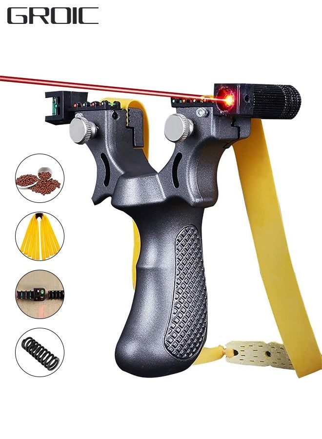 Professional Slingshots Set Laser Slingshot High Precision Flat Leather Slingshot with Laser Fast Bow Special for Outdoor Hunting Catapult