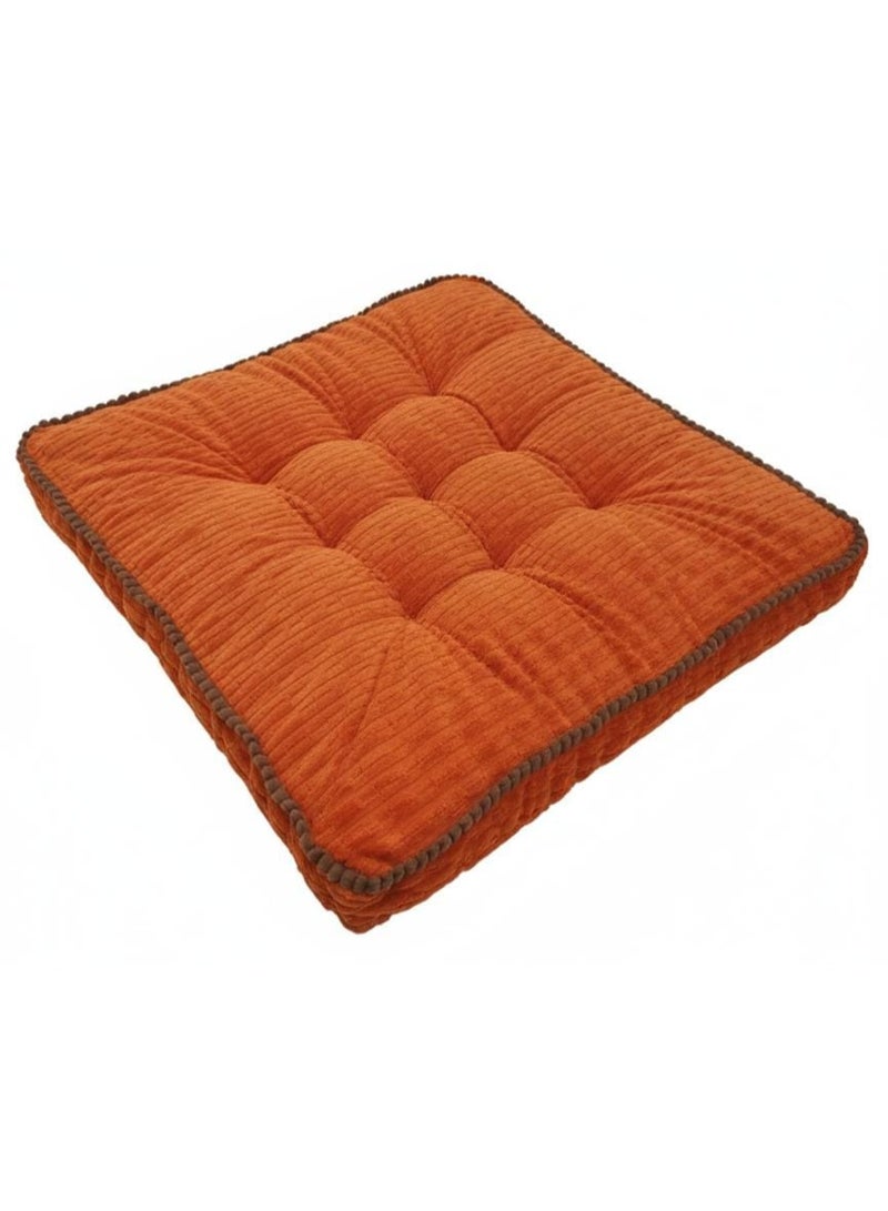 AKDC MaximHome Luxury Velour Square Cushion with Brown Border – Vibrant Orange Statement Throw Pillow, 40×40×7 cm - Image 1