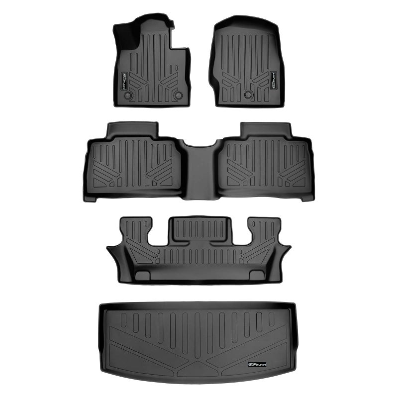 SMARTLINER Floor Mats 3 Rows Cargo Liner Behind 3rd Row Set Compatible with 20202023 Ford Explorer