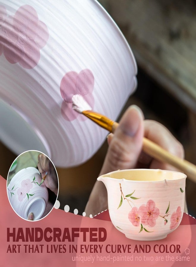 ChaseWind Matcha Whisk Set, 7Pcs Matcha Set with Hand-Painted Ceramic Matcha Bowl, Matcha Whisk and Holder, Scoop and Rest, Sifter, Tea Towel, Artisan Matcha Kit for Ceremony & Gifting (Pink) - Image 4