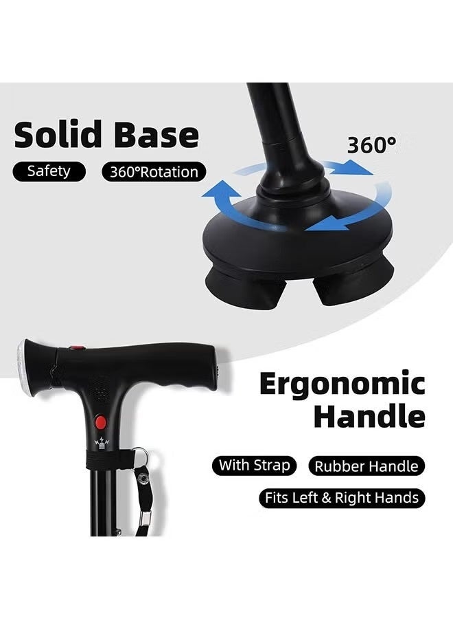 Ultimate Folding Cane with Led Light, Adjustable Safety Crutch and Walking Sticks for Elderly, Injured, Best Hiking Poles And Camping Stick With Flashlight, Foldable Safety Stick And Flashlight A Perfect Combo - Image 4