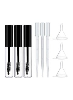 Black Fiber Lash Extension Mascara 3ml Empty Tube Wand Eyelash Cream Container Bottle with 3 Funnels Transfer Pipettes