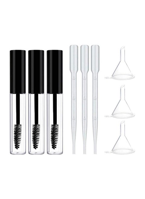Black Fiber Lash Extension Mascara 3ml Empty Tube Wand Eyelash Cream Container Bottle with 3 Funnels Transfer Pipettes