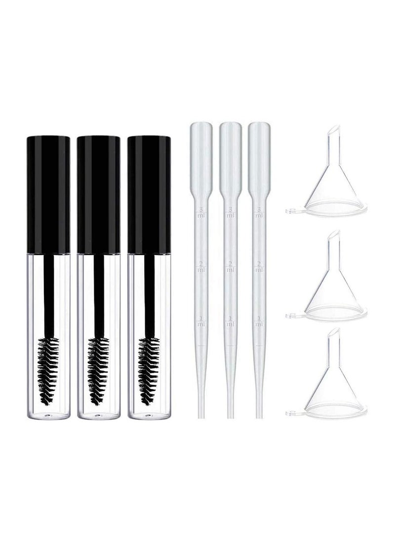 SYOSI - Black Fiber Lash Extension Mascara 3ml Empty Tube Wand Eyelash Cream Container Bottle with 3 Funnels Transfer Pipettes - Image 1