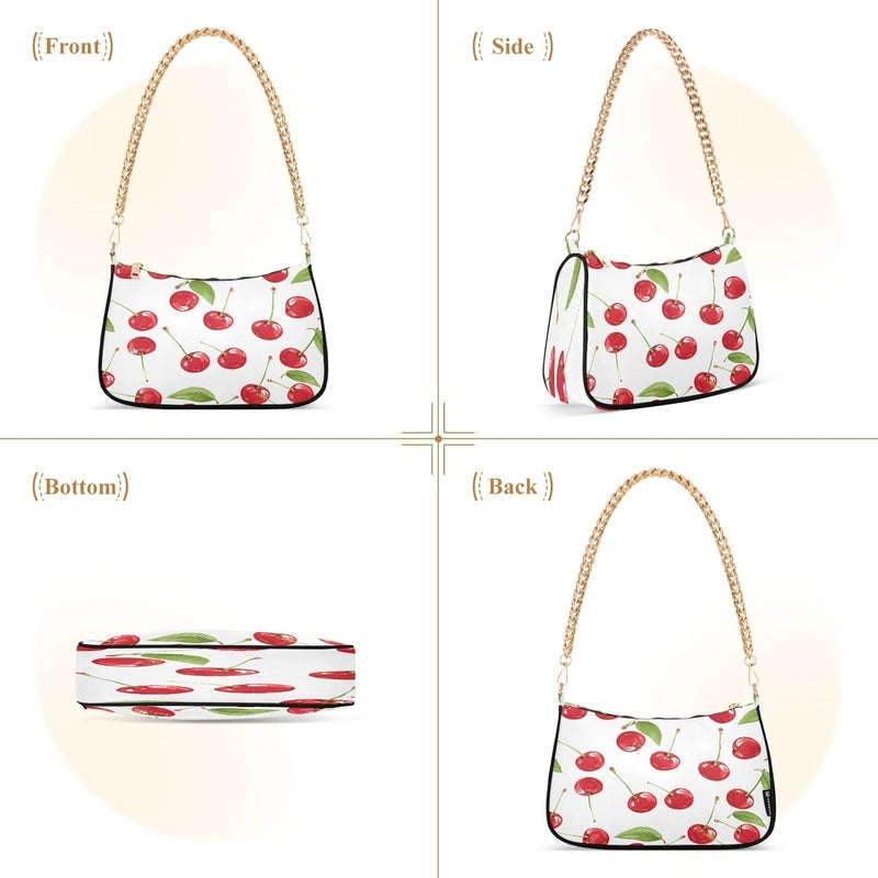 ALAZA Shoulder Bags for Women Fresh Cherries Small Refreshing Style Hobo Tote Handbag Small Clutch Purse with Zipper Closure  - Image 2
