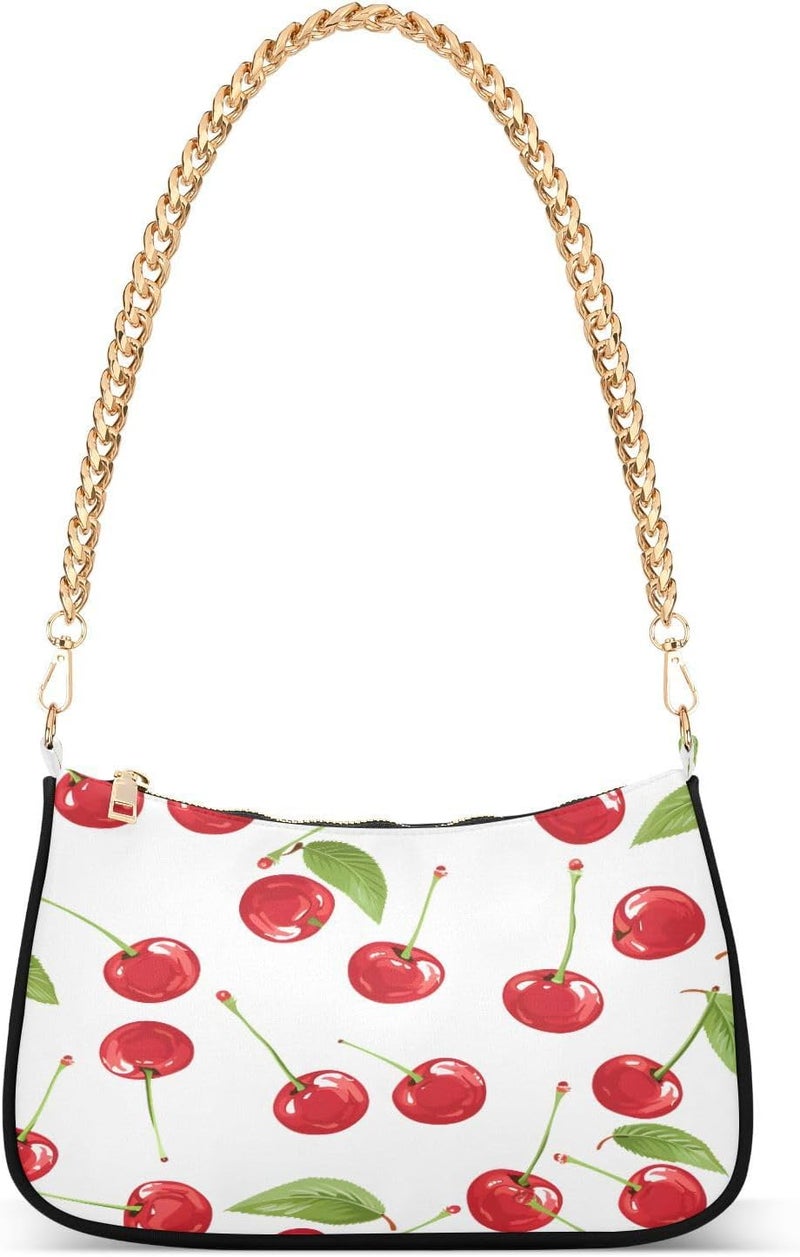 ALAZA Shoulder Bags for Women Fresh Cherries Small Refreshing Style Hobo Tote Handbag Small Clutch Purse with Zipper Closure  - Image 1