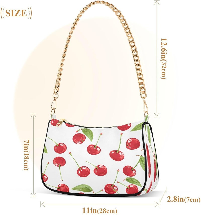 ALAZA Shoulder Bags for Women Fresh Cherries Small Refreshing Style Hobo Tote Handbag Small Clutch Purse with Zipper Closure  - Image 3