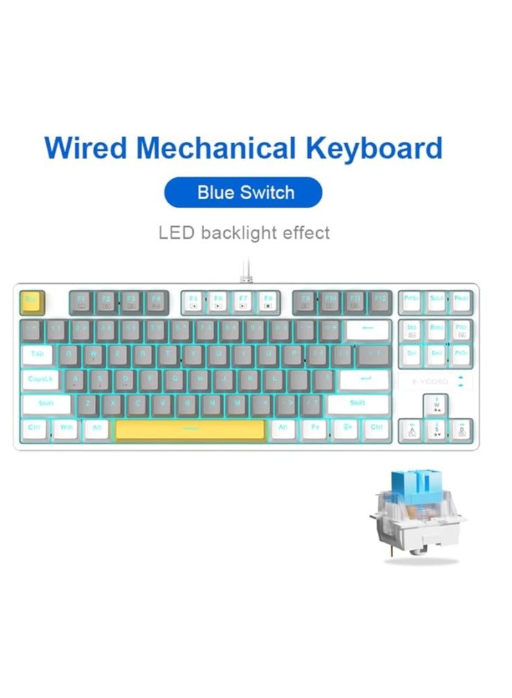 E-YOOSO 87key RGB Gaming Keyboard, Mechanical Compact Keyboard, Hot-Swappable Socket, White Grey-Red Switches - Image 2