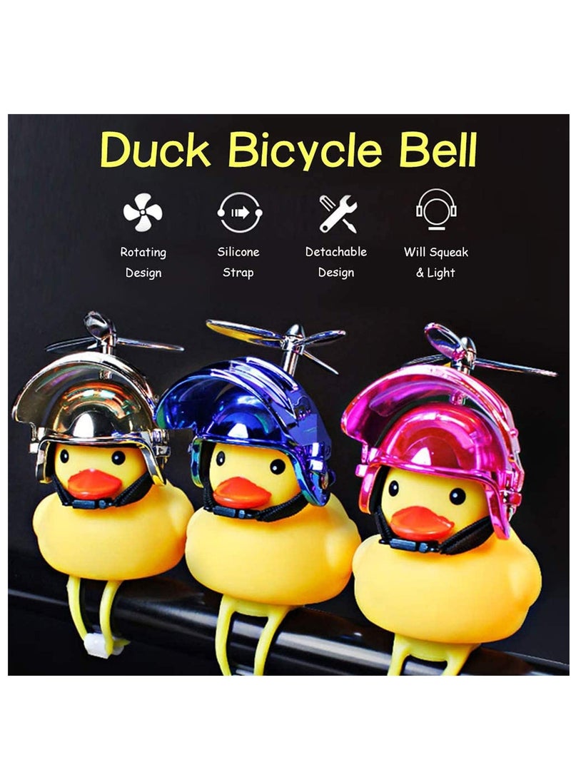SYOSI - Luminous Three Level Head Bamboo Dragonfly Helmet, Bicycle Light, Local Duck Rubber, Duck Toy Car Ornaments, Yellow Duck Car Dashboard, Decorations Squeeze Duck Bicycle Horns 3 Colors - Image 1
