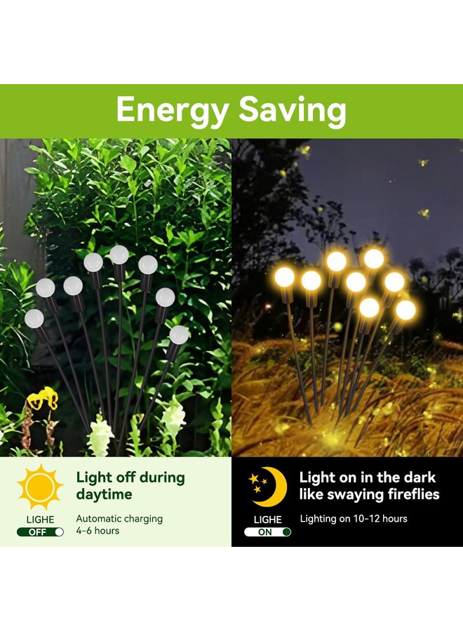 يُسلِّم أضواء حدائق تعمل بالطاقة الشمسية، متعددة الطبقات، أضواء متلألئة تشبه اليراعات، مقاومة للماء، لتزيين الحدائق والفناء في الهالوين (عبوة من 4 قطع، إجمالي 32 مصباح LED) - Image 4