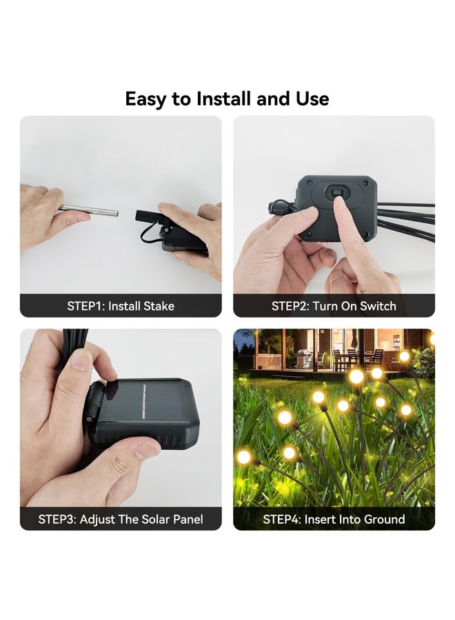 يُسلِّم أضواء حدائق تعمل بالطاقة الشمسية، متعددة الطبقات، أضواء متلألئة تشبه اليراعات، مقاومة للماء، لتزيين الحدائق والفناء في الهالوين (عبوة من 4 قطع، إجمالي 32 مصباح LED) - Image 5