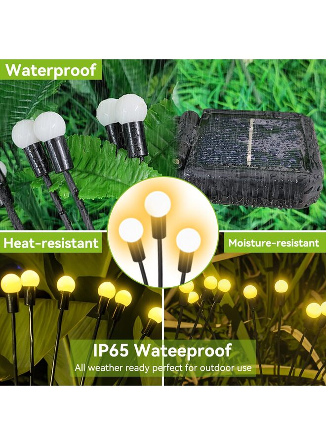 يُسلِّم أضواء حدائق تعمل بالطاقة الشمسية، متعددة الطبقات، أضواء متلألئة تشبه اليراعات، مقاومة للماء، لتزيين الحدائق والفناء في الهالوين (عبوة من 4 قطع، إجمالي 32 مصباح LED) - Image 3
