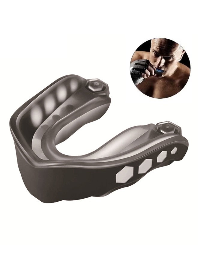 اتش اس حراس الفم EVA مع الحقيبة، وحراس الفم الرياضية، تدريب الساندا البالغين، مناسبة للملاكمة والهوكي وكرة القدم وجميع الرياضات الاتصال، مع حماية الأسنان الممتازة -الأسود - Image 1