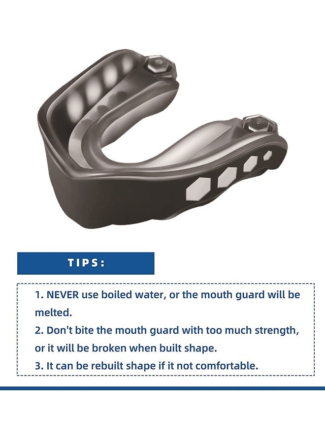 اتش اس حراس الفم EVA مع الحقيبة، وحراس الفم الرياضية، تدريب الساندا البالغين، مناسبة للملاكمة والهوكي وكرة القدم وجميع الرياضات الاتصال، مع حماية الأسنان الممتازة -الأسود - Image 4