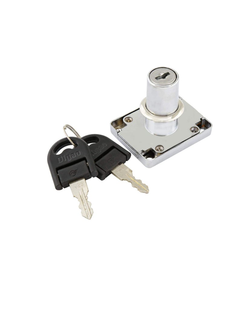 Double Turn, Chrome Plated Drawer Lock, 32mm, Steel - Image 1