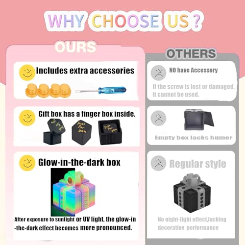 CGXRDK Annoying Gift Box with ScrewsIncludes Finger Box InsidePrank Popup Finger Fun Gag Novelty GiftGlow in The Dark ColorTakeApart Puzzle Surprise Prank Box - Image 5
