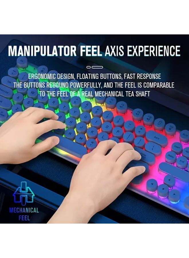 White Retro Steampunk Mechanical USB Gaming Keyboard 104 Key Rainbow Backlit - Image 4