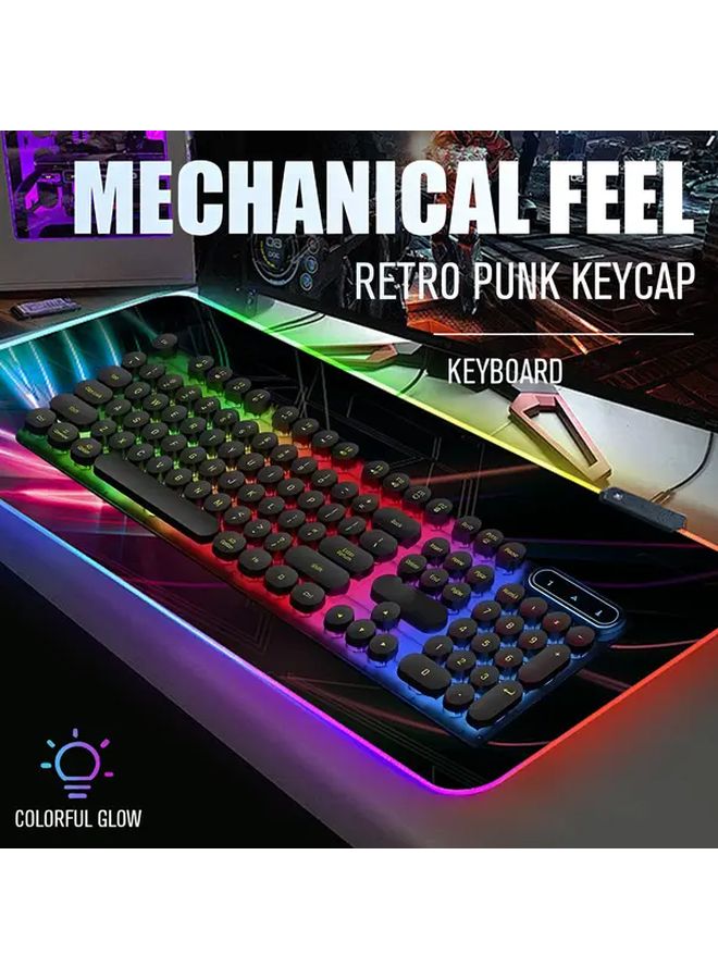 White Retro Steampunk Mechanical USB Gaming Keyboard 104 Key Rainbow Backlit - Image 2