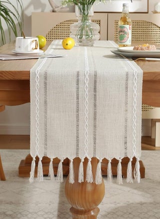Rustic Table Runner with Tassel Linen Table Cover Dining Table Decoration White Table Cloth (33X183cm) - pzsku/Z9585717F023DC8190EC1Z/45/1741591026/cdbaed36-9690-462f-bede-9bfd29c17f9f