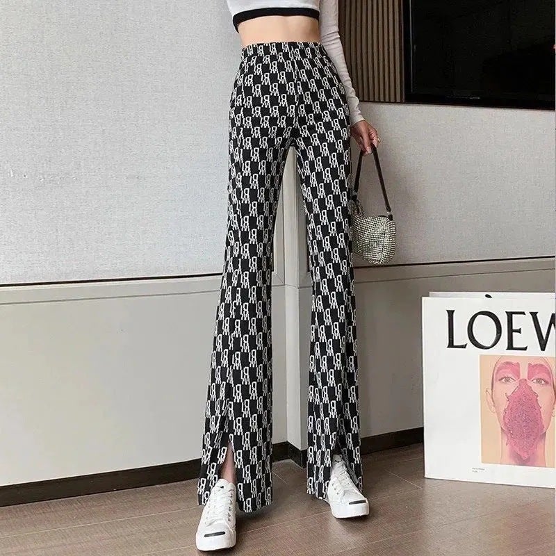 Women'S Loose All-Match Trendy Split Wide Leg Pants 2021 New High Waist Draping Flare Pants Fried Street Pants - Image 3