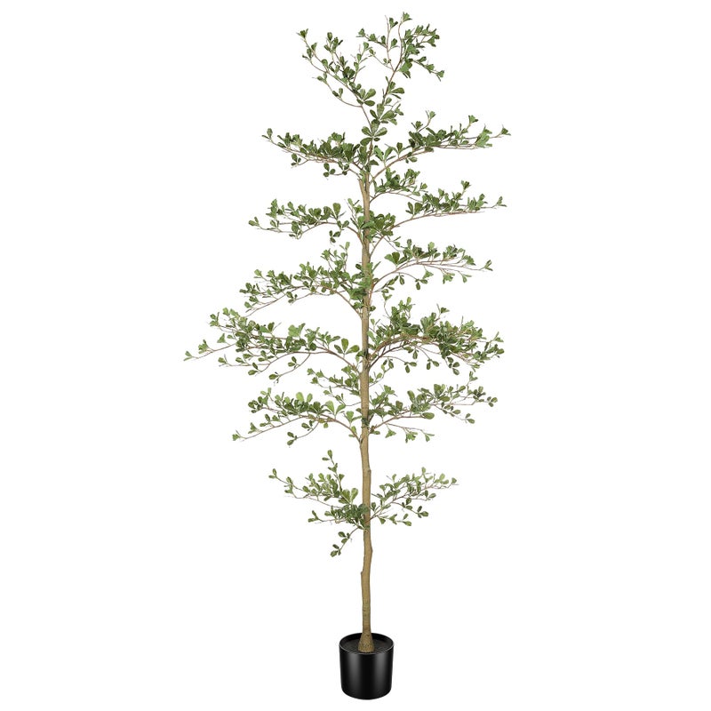 LYERSE Black Olive Tree 7ft - Faux Black Olive Tree with Natural Trunk and Realistic Leaves - Artificial Shady Lady Tree for Modern Home Office House Living Room Decor - Image 1