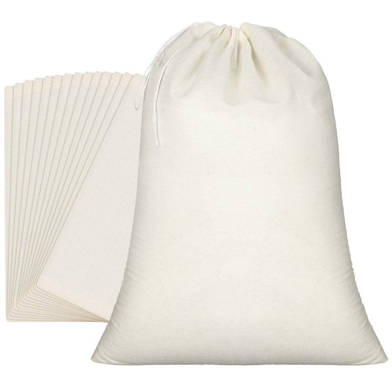 Pangda 15 Pcs Muslin Bags 15 x 22 Inch Cloth Bags with Drawstring Large Storage pouches Bulk Cotton Reusable Grocery pouches DIY Craft Sachet for Party Wedding Home Storage