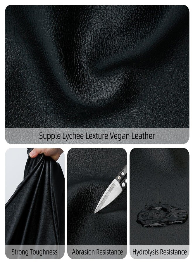 KKXIU Tote Bag for Women Vegan Leather Shoulder Purse Large Capacity Travel Bag - Black - Image 3