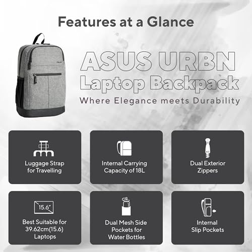 ASUS AP1601 Laptop Bag, 18L Storage capcity Backpack, Suitable for 16-inch Laptop (Grey) - Image 3