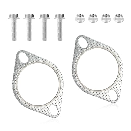 KIFIDAN 2PCS Exhaust Flange Gasket + 4PCS Exhaust Bolts,2.5" 2-Bolt Catalytic Converter Gasket Replaces OEM#120-06310-0002,Car Accessories Exhaust Flange Repair Kit for Cars,Trucks (2.5in) - Image 1