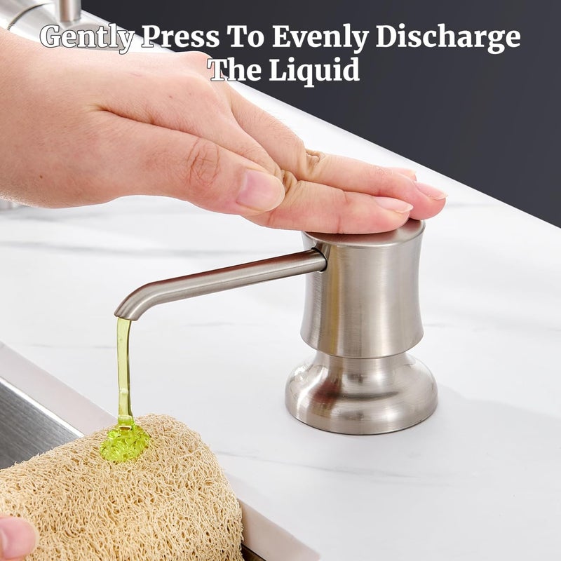 Ultimate Unicorn Soap Dispenser for Kitchen Sink Brushed Nickel, Built-in and Refill-from-Top Design with Liquid Hand & Dish Soap Bottle - Image 4