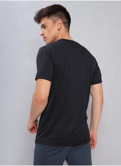 Technosport Crew Neck Logo Detail Slim Fit T-Shirt by Styli  - Image 3